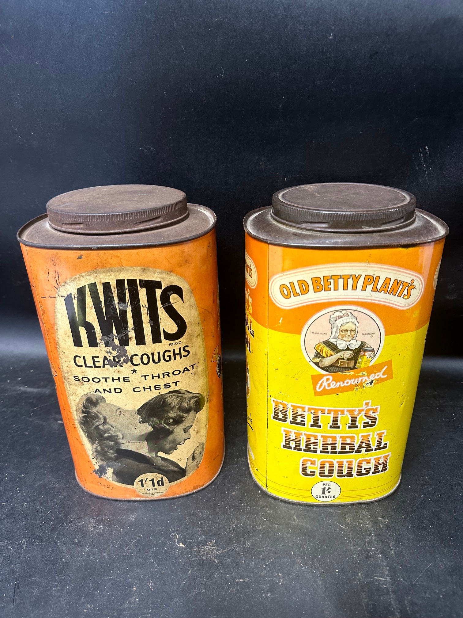 A Kwits Clear Coughs 5lbs tin (F.W. Hampshire & Co. Ltd. Sunnydale, Derby) and an Old Betty Plant' - Image 3 of 6