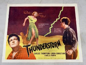 An original 1956 Allied Artists USA film poster for Thunderstorm, produced by Binnie Barnes starring