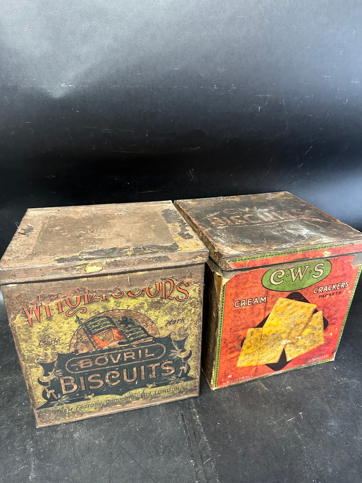 Four shop counter top dispensing tins: Wright & Son's Bovril Biscuits, C.W.S. Biscuits, W & R - Image 7 of 8