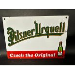 A contemporary Pilsner Urquell Czech the Original enamel advertising sign, 10 x 7".