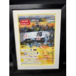 A mounted, framed and glazed poster for the 2004 1000 Miglia, 20 x 26".