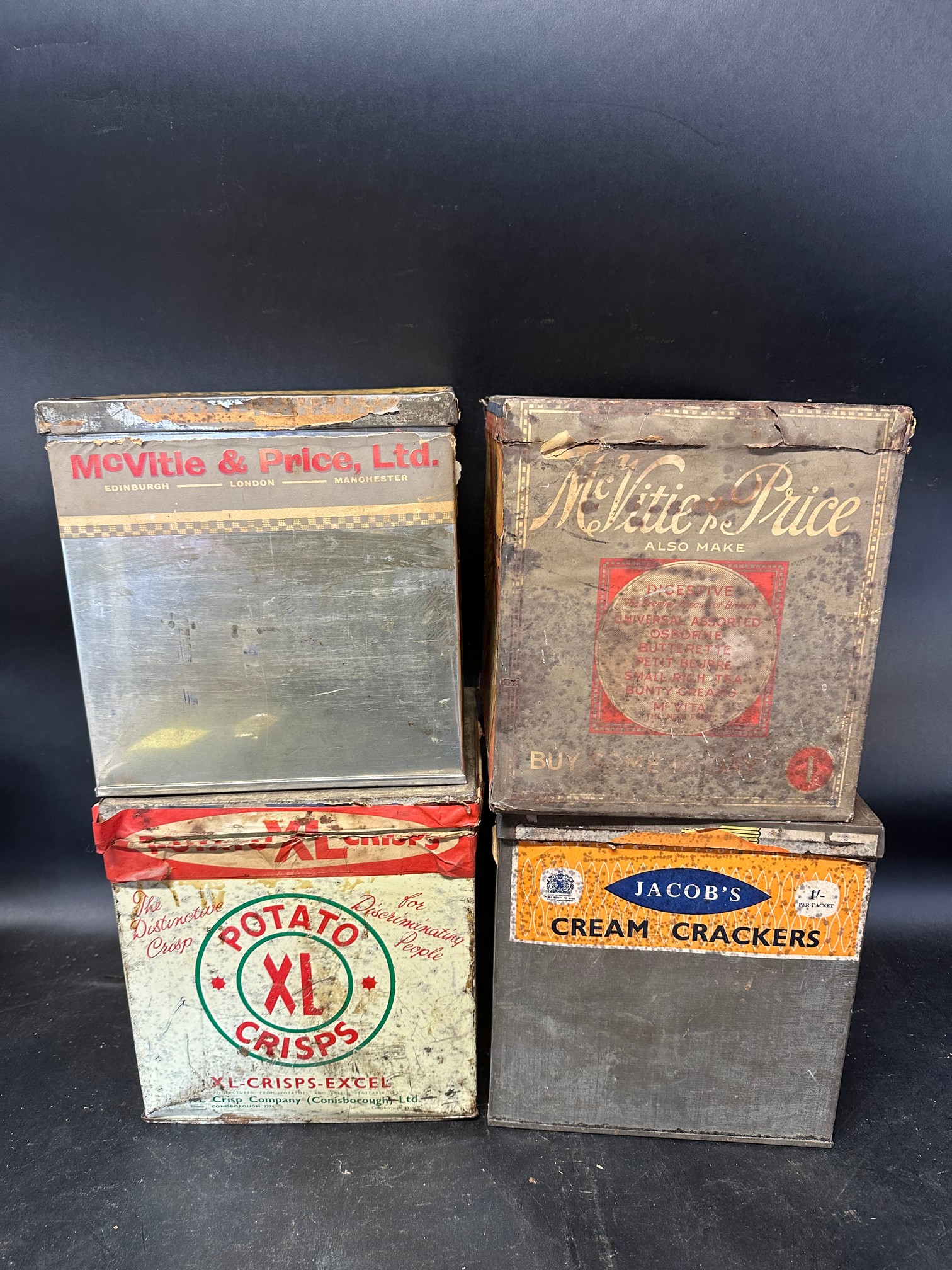 Four shop counter top dispensing tins: Jacob's Cream Crackers, McVitie & Price, XL Crisp Company ( - Image 2 of 3