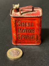 A miniature Shell Motor Spirit can, 2" wide x 2" tall (inc. handle).