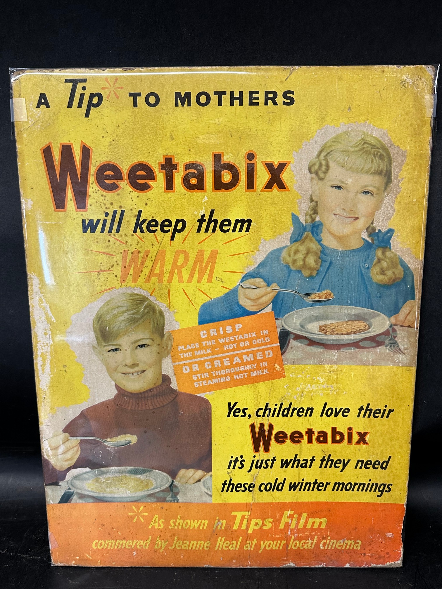 A Weetabix showcard with cinema film reference, 14 1/2 x 19 1/2".