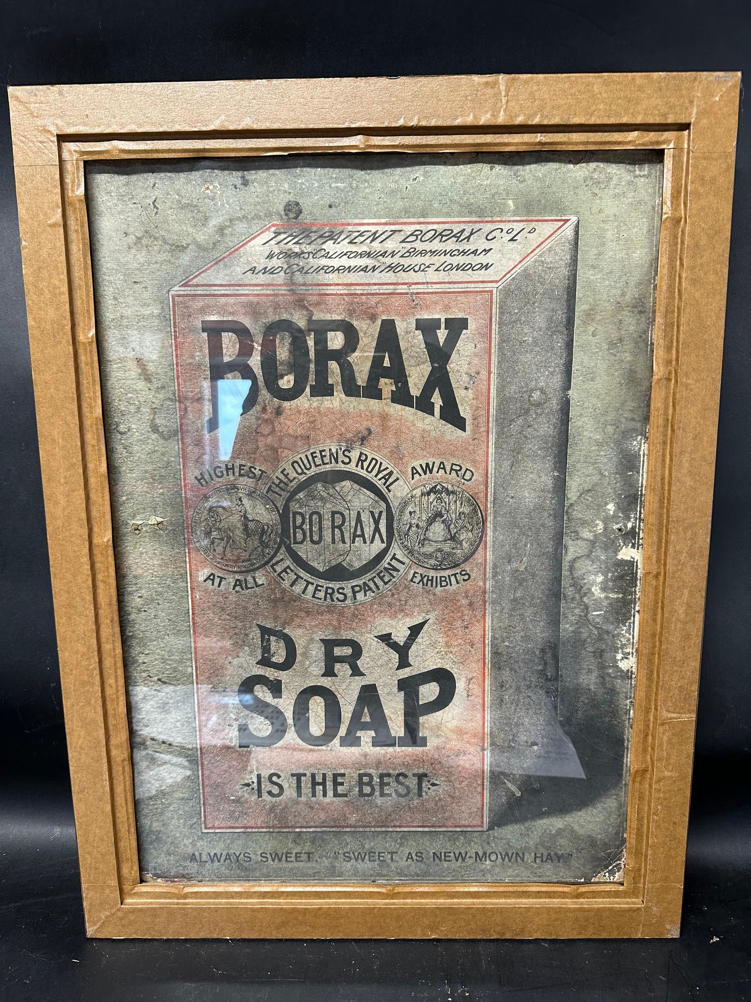 A double sided Borax Dry Soap pictorial showcard, fantastically framed to display both sides, 19 1/4 - Image 2 of 7