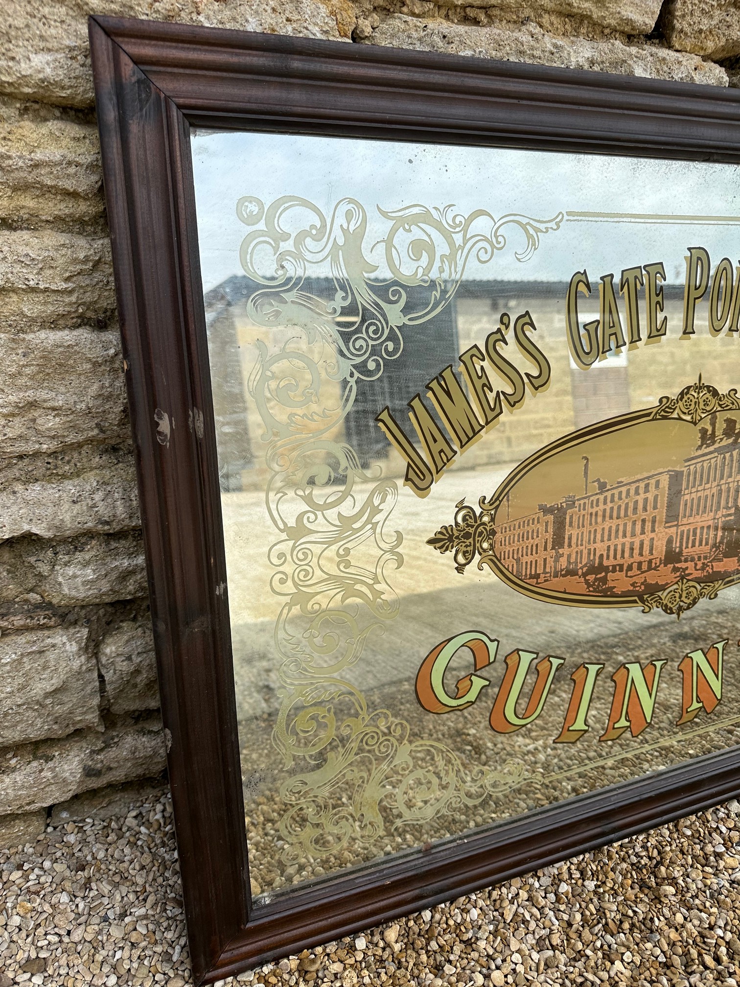 A large pub mirror advertising James's Gate Porter Brewery Guinness, 40 x 28". - Image 2 of 3