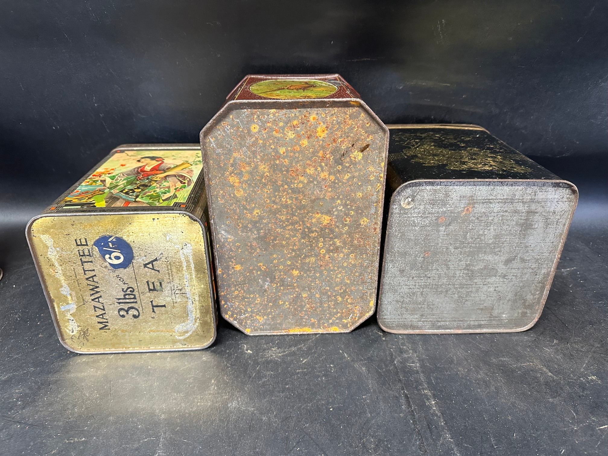 Three tea tins: Mazawattee 3lbs tin with designs of Oriental ladies, The Liverpool China & India Co. - Image 9 of 9