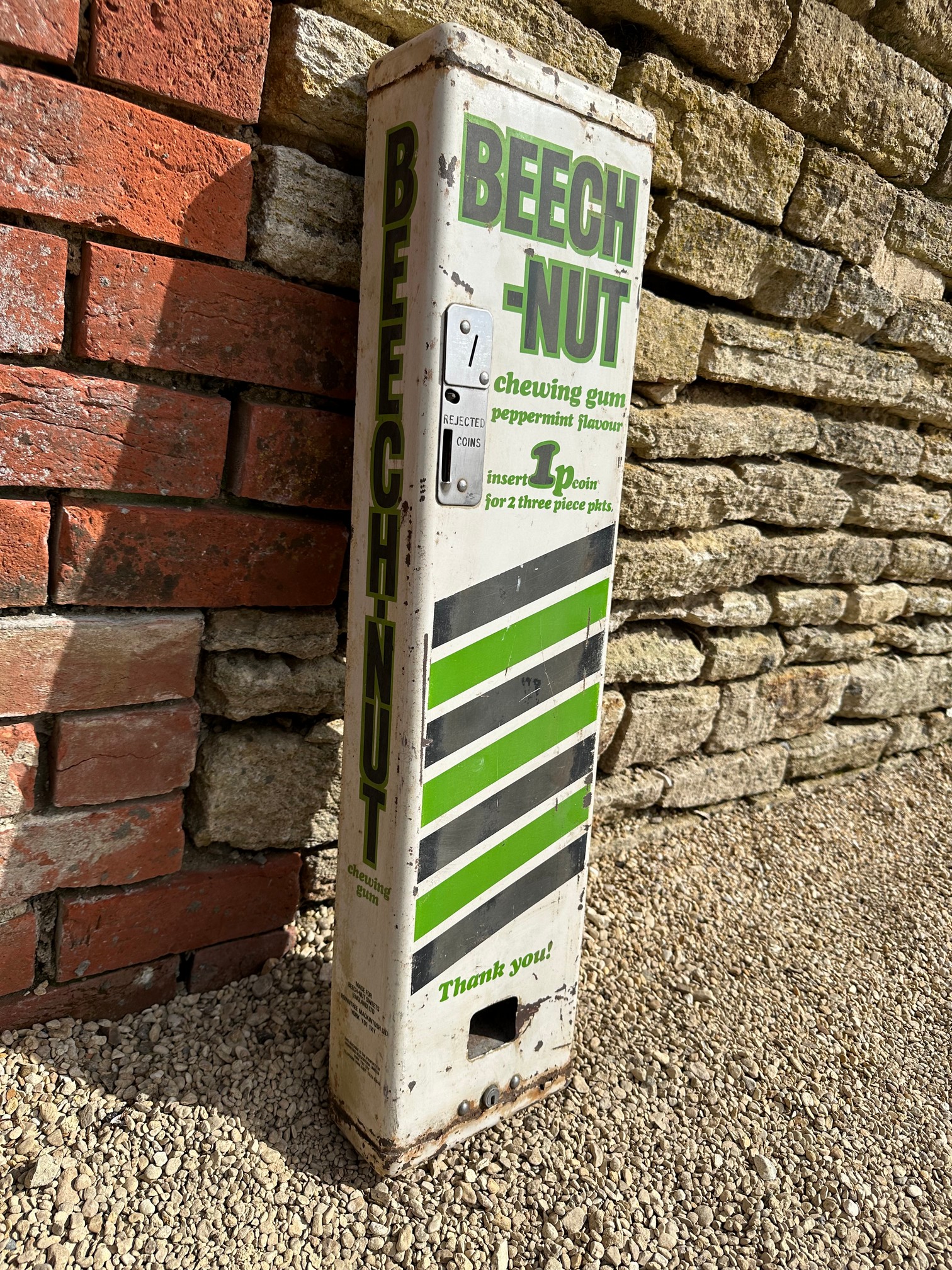 A Beech-Nut Chewing Gum vending machine '1p', for Rowntree Mackintosh Ltd. 8 x 32 1/2". - Image 2 of 4