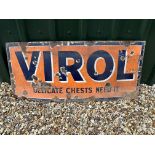 A Virol 'Delicate Chests Need It' enamel advertising sign by Patent Enamel, 48 x 21", by repute from