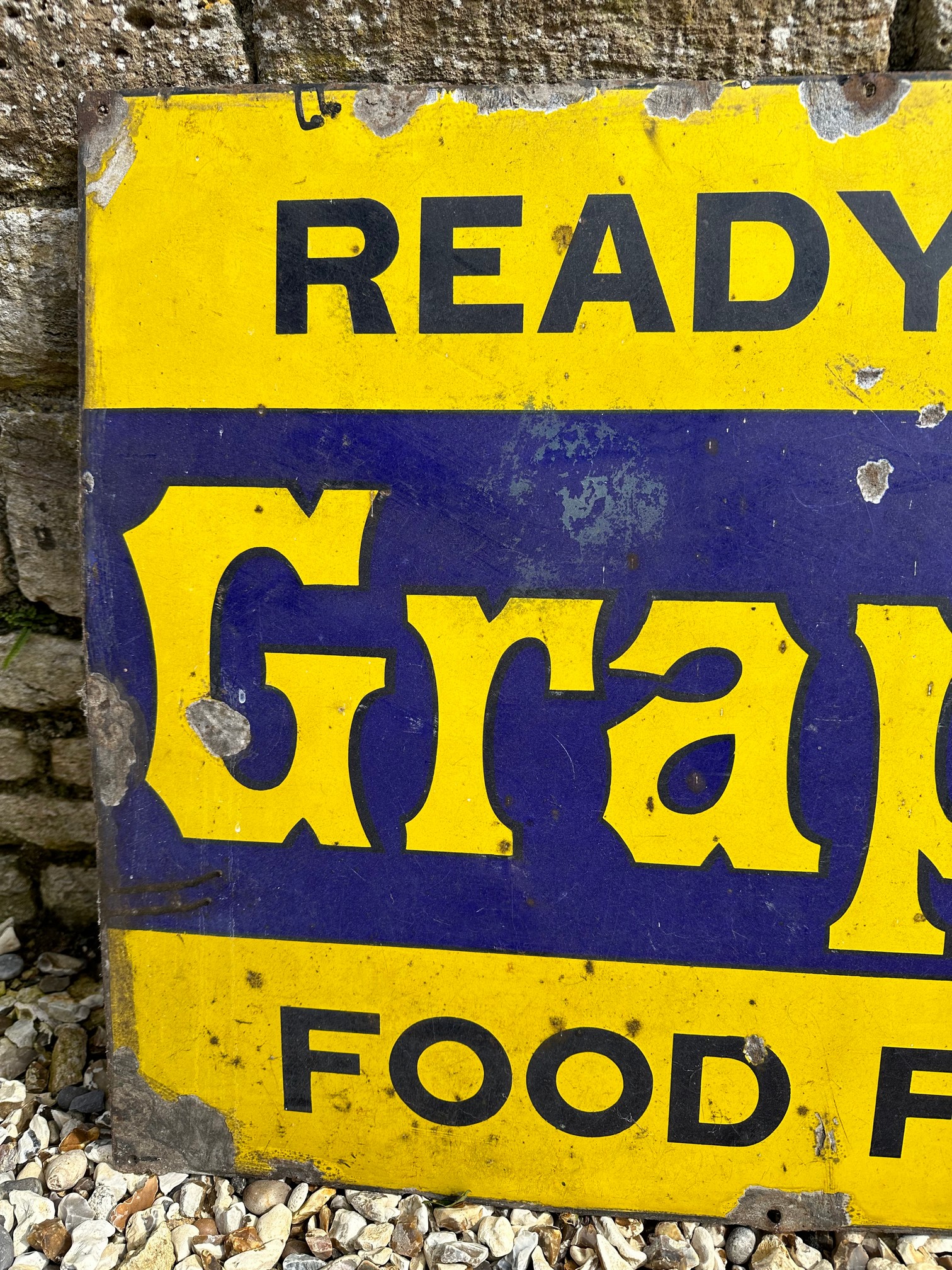 A Grape Nuts - ready to serve, food for the brains enamel advertising sign, 48 x 25 1/4". - Bild 3 aus 5