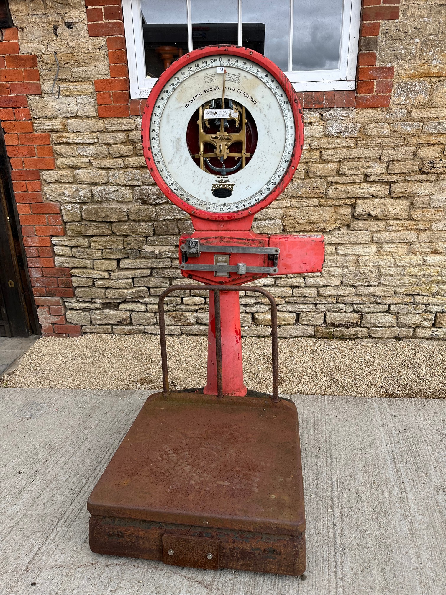 A set of Avery industrial platform weigh scales, by repute from Bitton Railway, will weigh up to