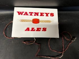 A hanging lightbox advertising Watneys Ales (acrylic front panel), 11 x 7 1/4 x 4".