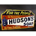 A Hudson's Soap torchlight enamel advertising sign by Chromo of Wolverhampton, 31 x 17".