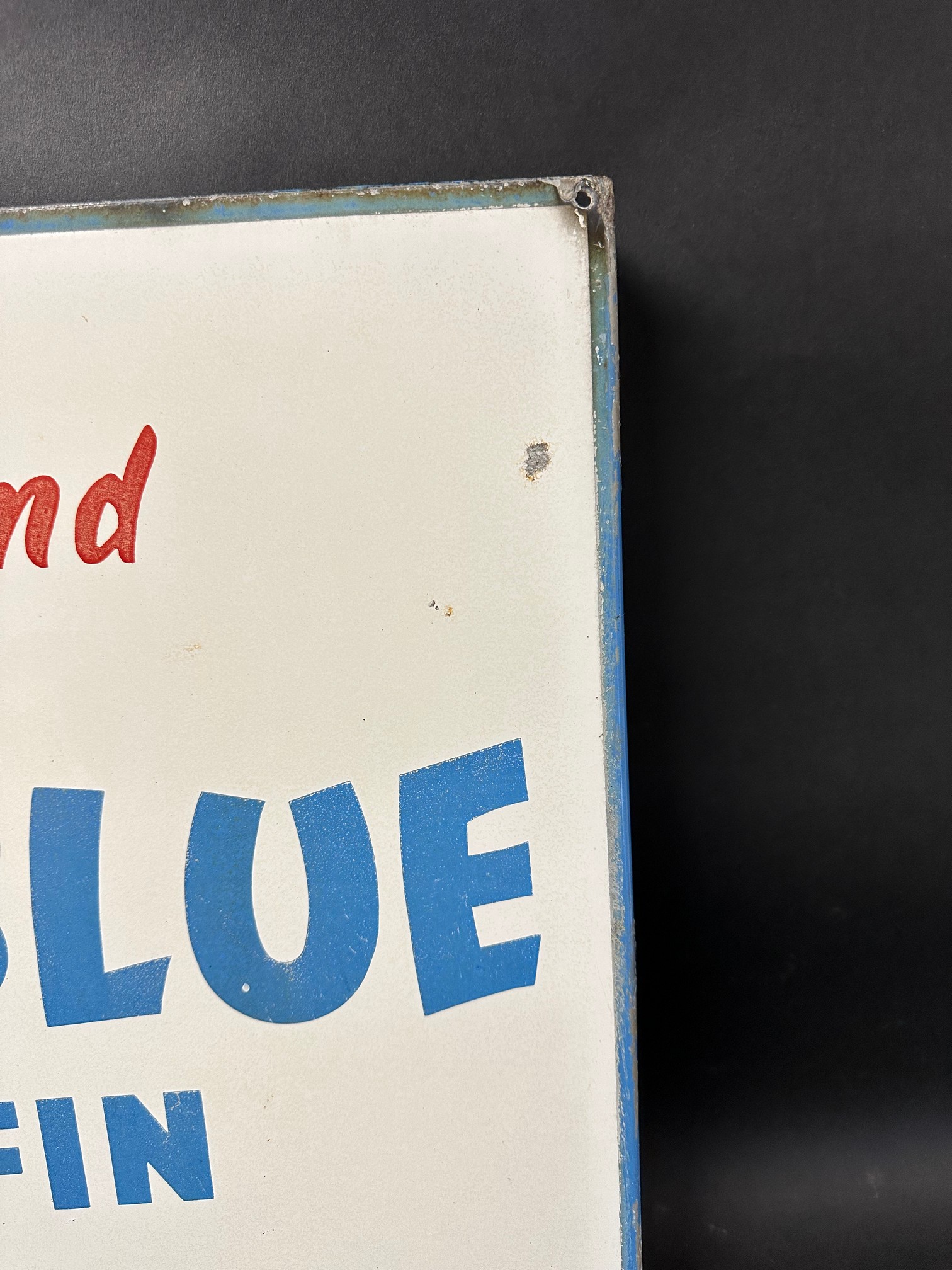 An Esso Blue Paraffin double sided enamel sign with hanging flange. Marked as Property of E.P.Co - Image 5 of 10