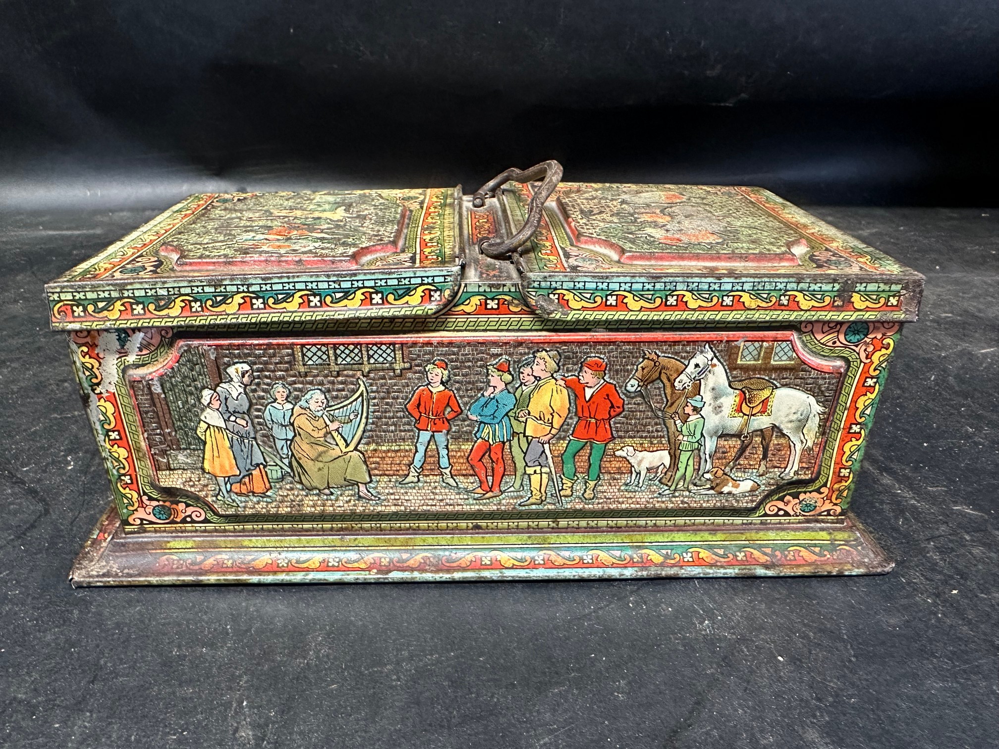 A c.1900 Huntley and Palmers biscuit tin in the form of a Georgian tea caddy with embossed - Image 2 of 9