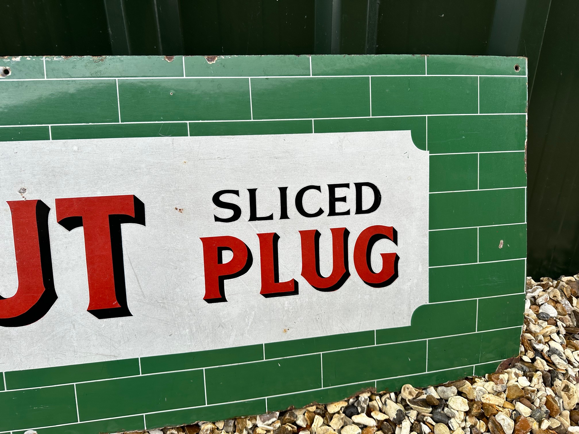 A Walnut Sliced Plug Cigarettes enamel advertising sign, 54 1/4 x 18". - Bild 5 aus 5