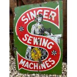 A Singer Sewing Machines enamel advertising sign by Cooper Bond Ltd. London SE16, 24 x 36".