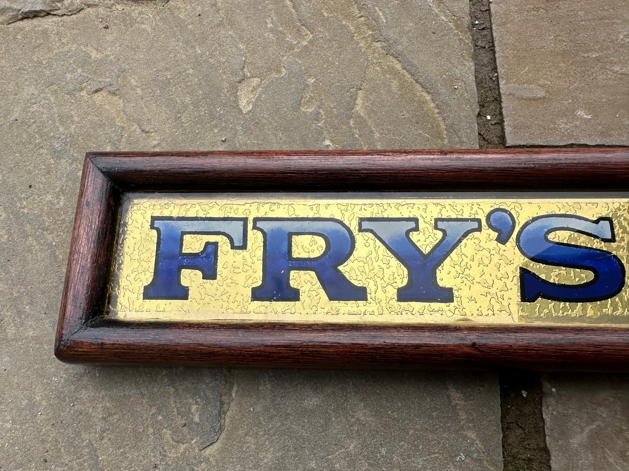 A Fry's Chocolate glass advertising strip sign, 7 1/4 x 3 3/4". - Image 3 of 6