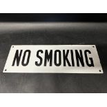 A No Smoking enamel sign, 15 x 5".