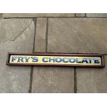 A Fry's Chocolate glass advertising strip sign, 7 1/4 x 3 3/4".