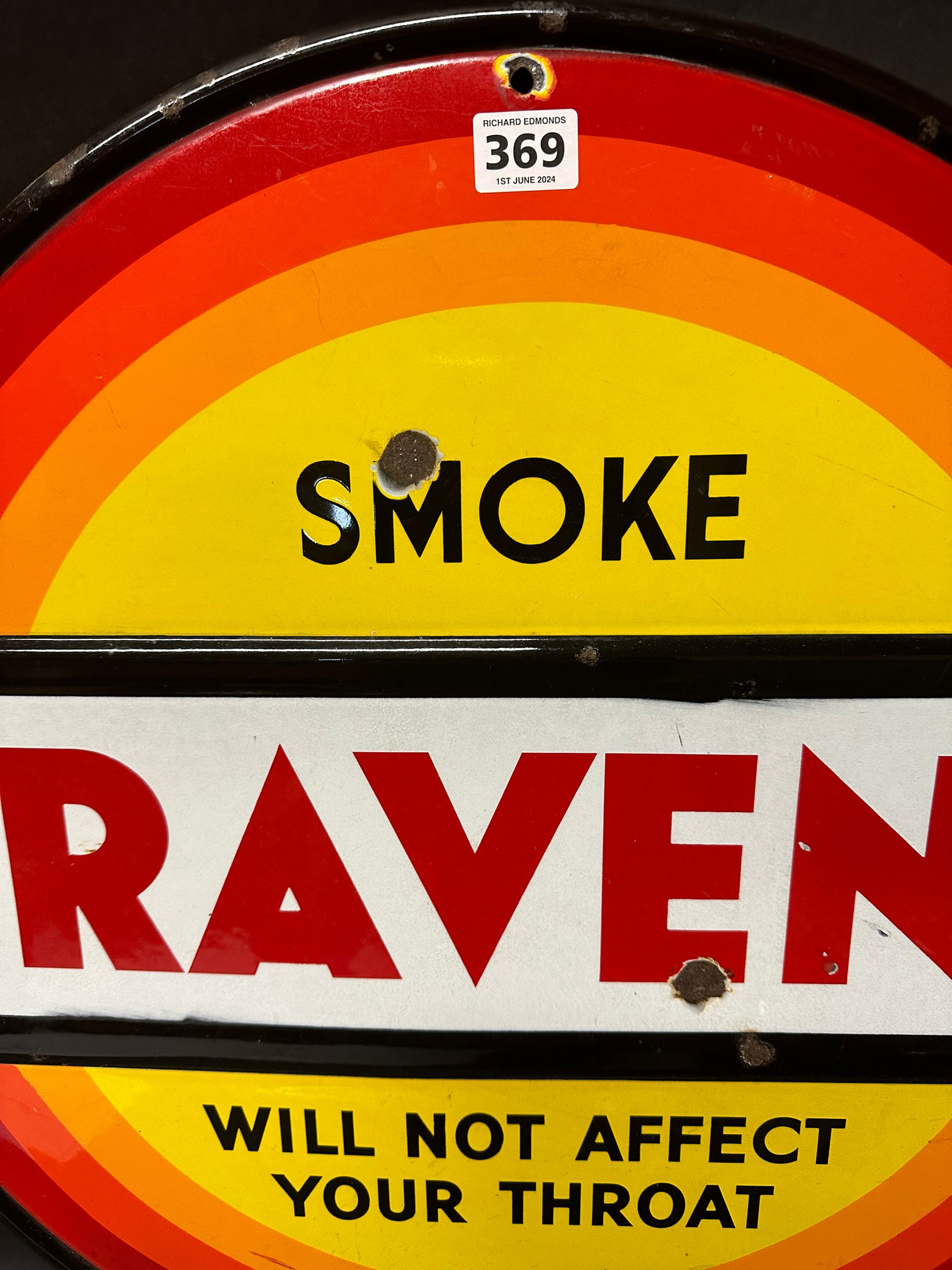 A Craven "A" circular enamel advertising sign, 24 x 22". - Image 3 of 6