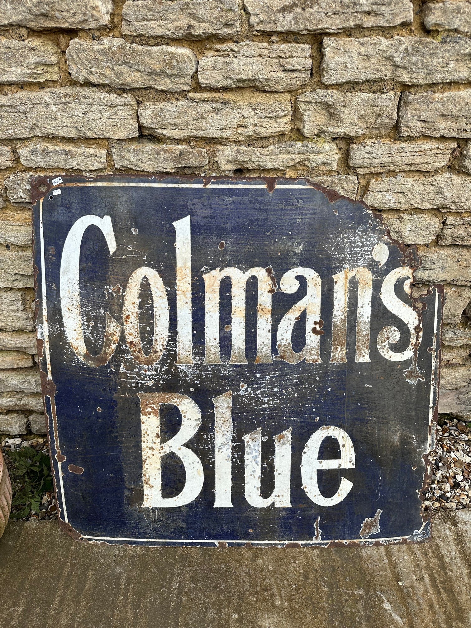 A Colman's Blue enamel advertising sign, 38 1/4 x 36 1/4".