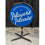 A double sided Player's Please (Cigarettes) Refreshments enamel advertising stand, 23 1/4 x 38".