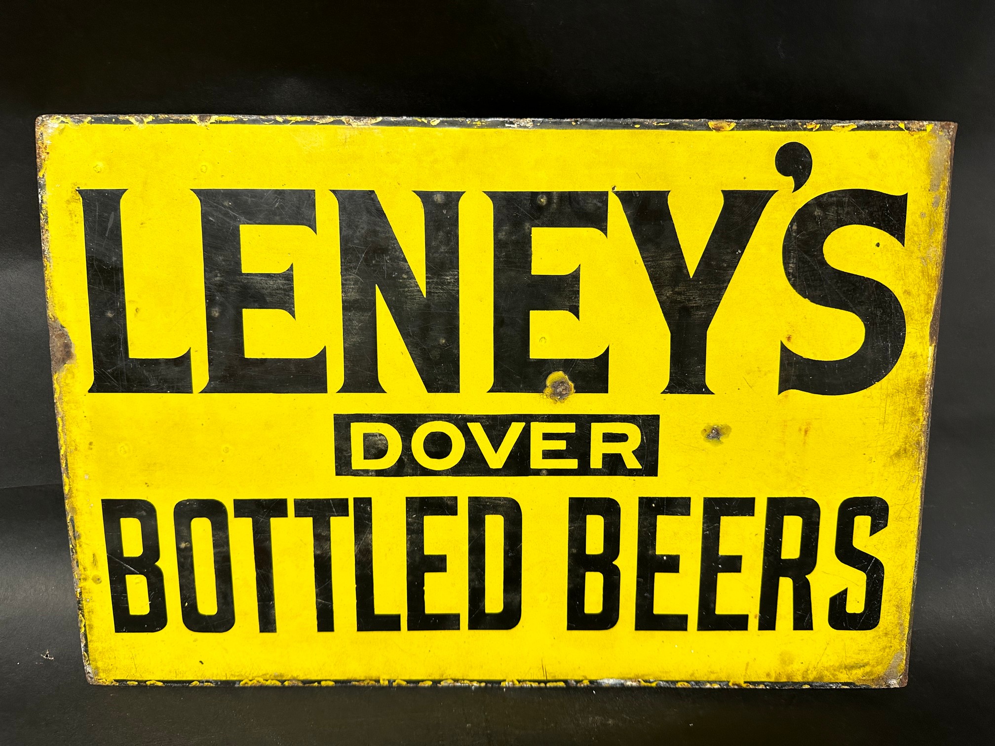 A Leney's (of Dover) Bottled Beers double sided enamel advertising sign with hanging flange by - Image 2 of 2