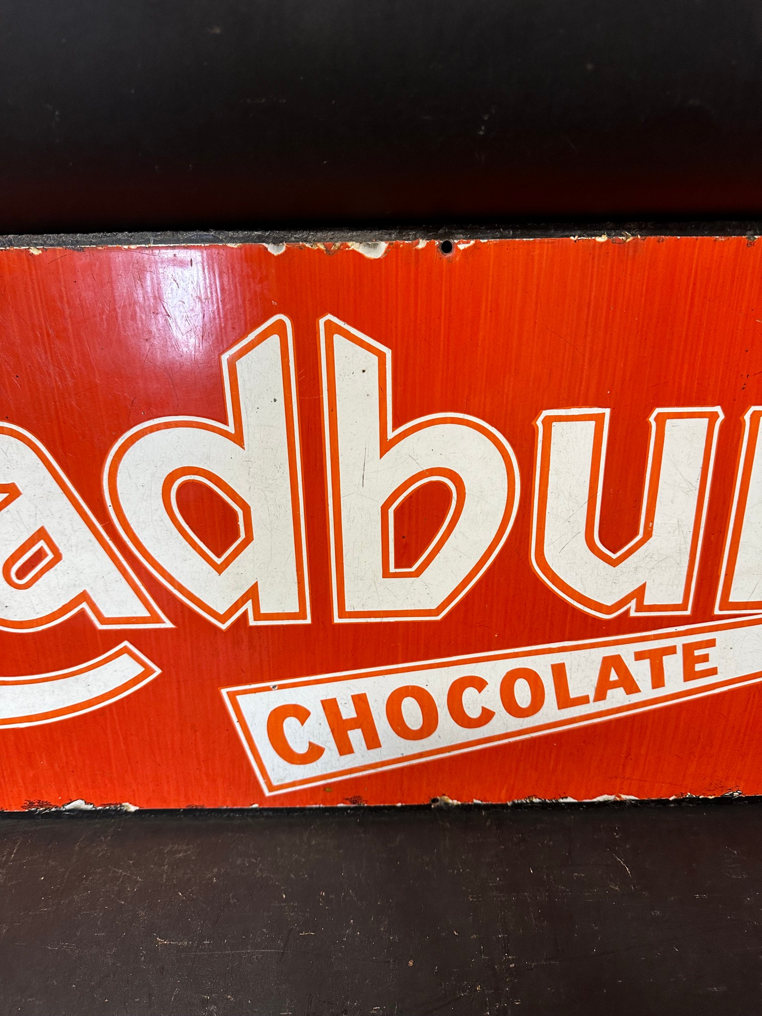 A Cadbury's Chocolate enamel advertising sign for Cadbury Bourneville, 36 x 14". - Image 4 of 5