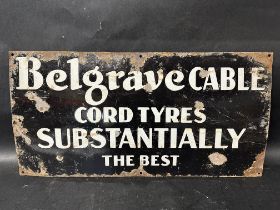 A rare and early enamel advertising sign for Belgrave Cable Cord Tyres - Substantially The Best,