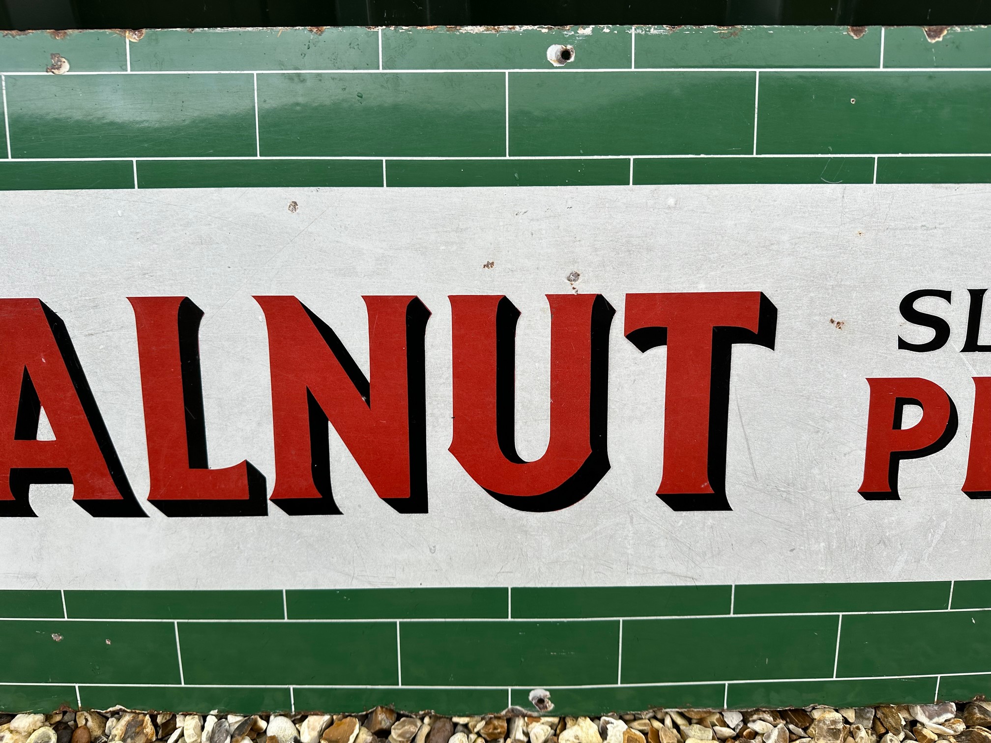 A Walnut Sliced Plug Cigarettes enamel advertising sign, 54 1/4 x 18". - Bild 4 aus 5