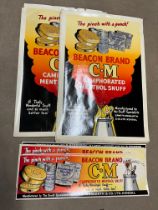 A collection of Camphorated Menthol Snuff posters, C.M (Beacon Brand), 20 large (20 x 30") and