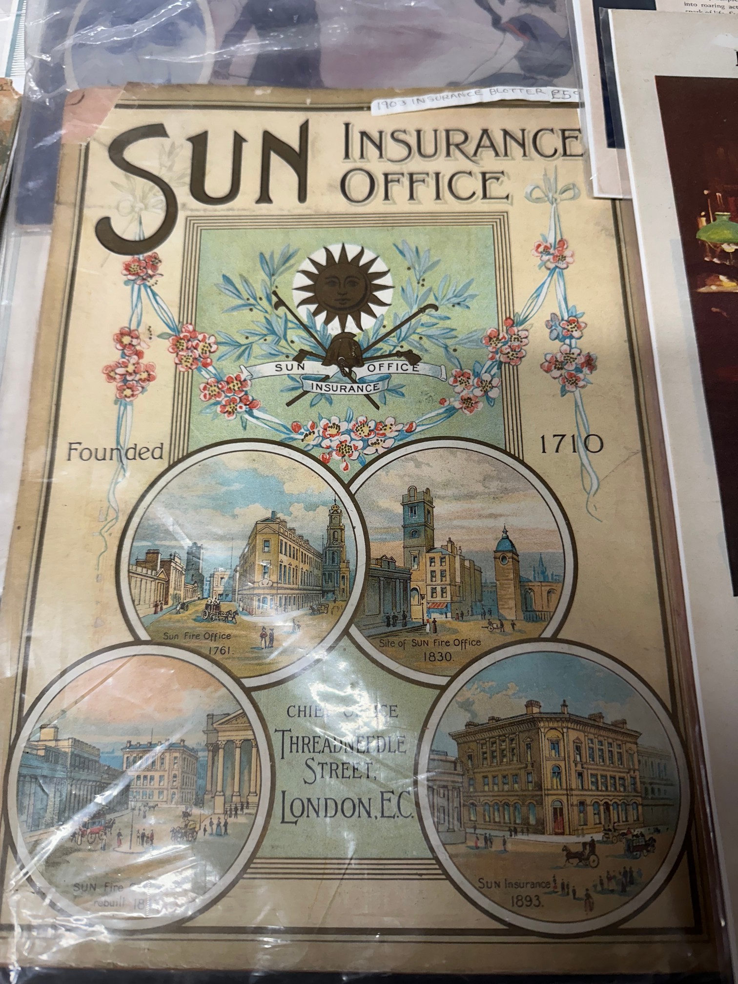 A good selection of advertising inc. a Sun Insurance Office 1903 blotter, Bath labels, 1894 Young - Image 2 of 11