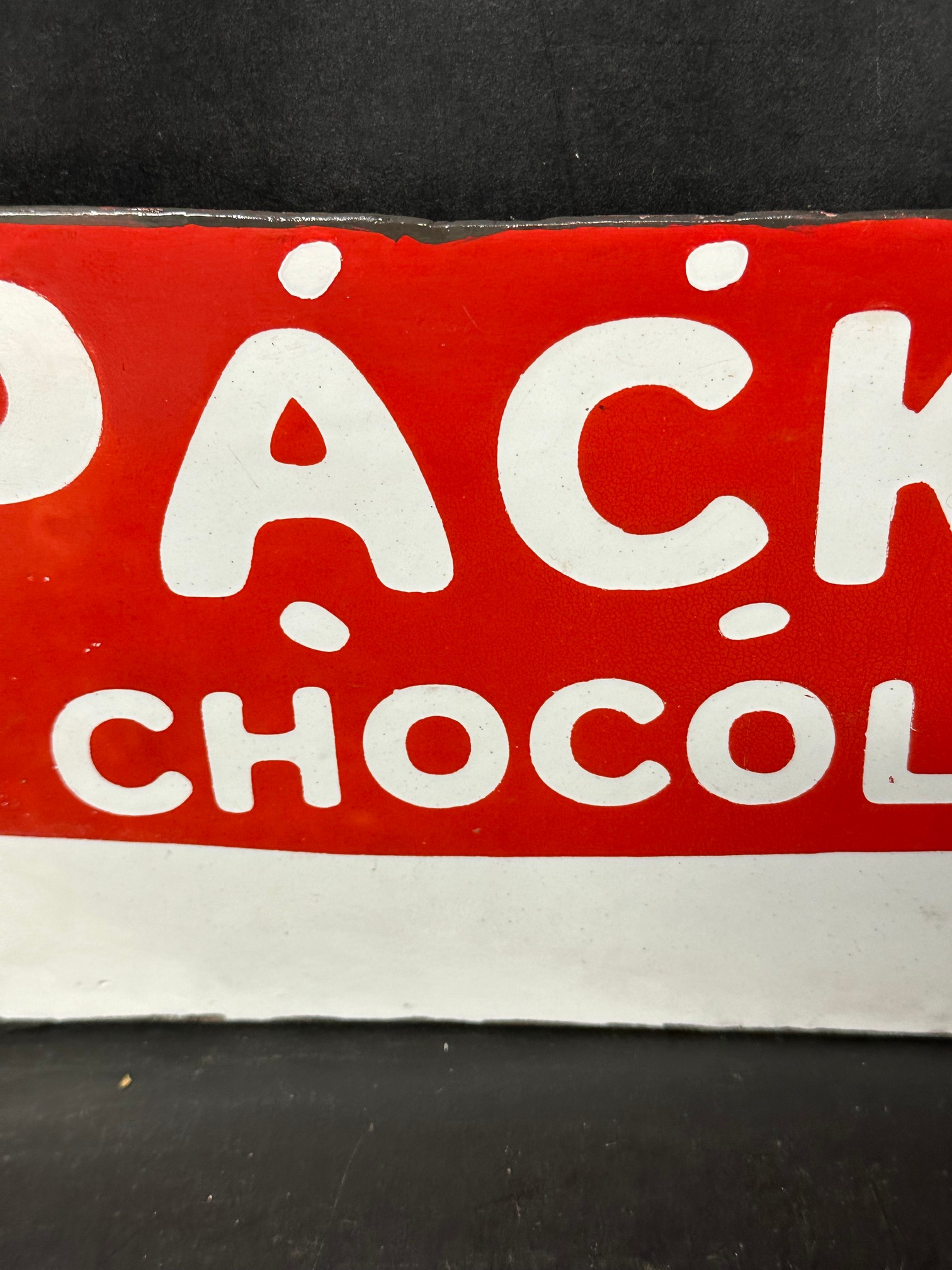 A Packer's Chocolates die cut double sided enamel advertising sign in the form of a dog, with - Image 3 of 13