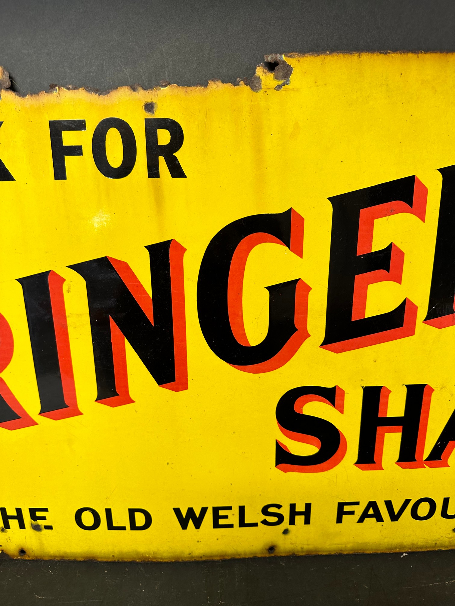 A Ringer's Shag 'The Old Welsh Favourite' enamel advertising sign, 30 x 20". - Bild 4 aus 5