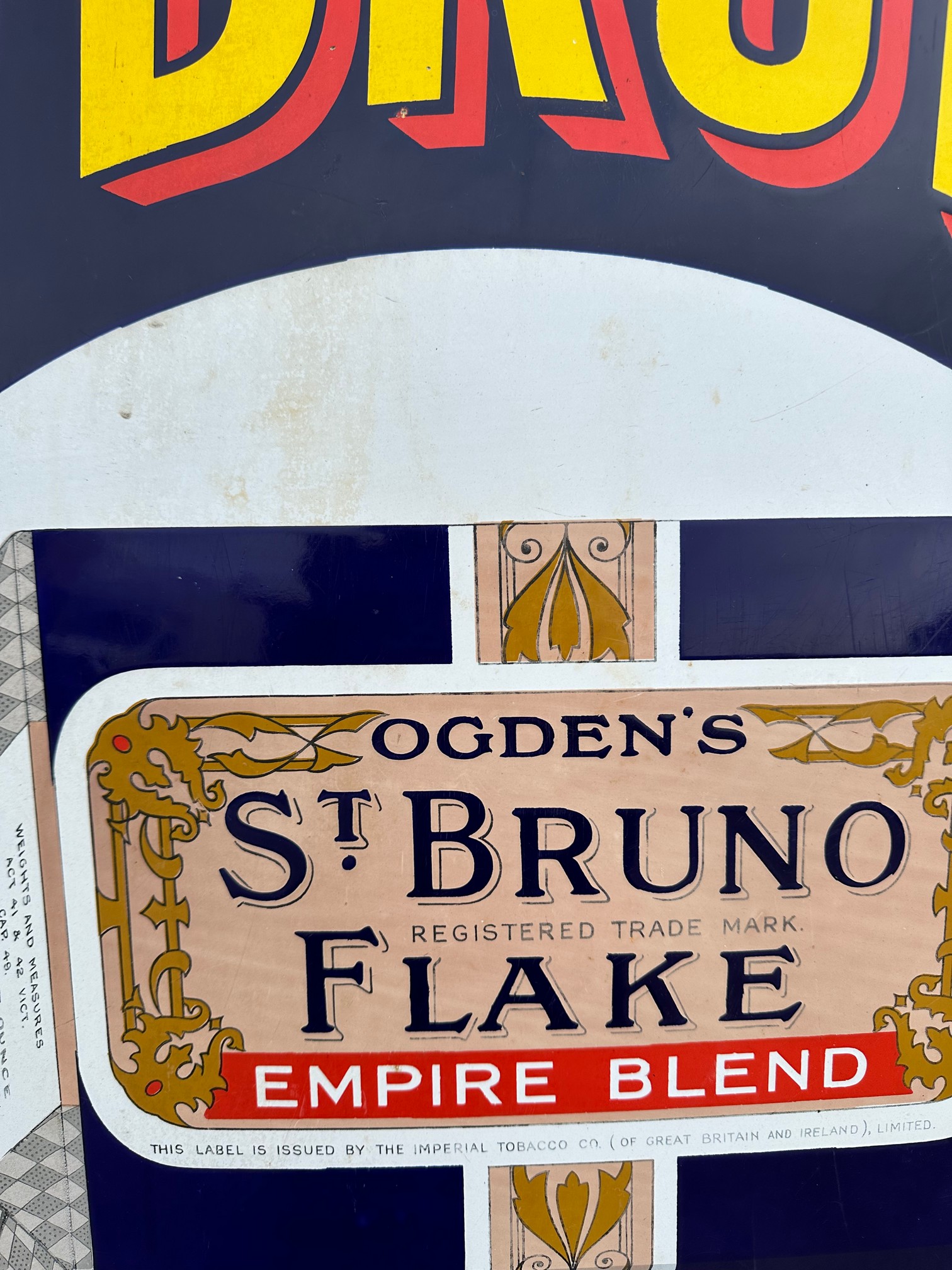 An Ogden's St. Bruno Flake pictorial enamel advertising sign in good condition, 24 x 36". - Image 7 of 11