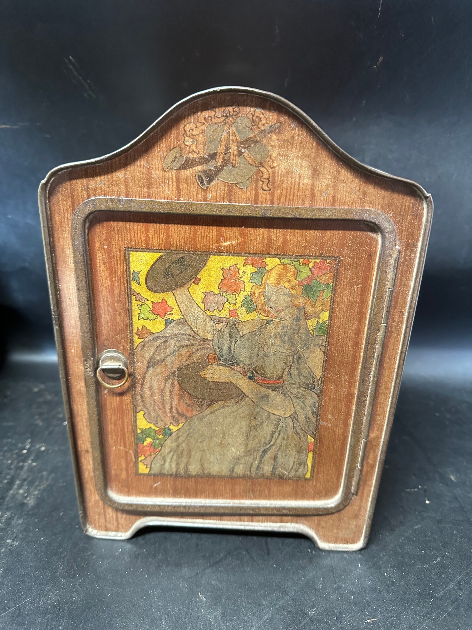 A biscuit tin with integral shelf and Arts and Crafts designs to front and a C.W.S Crumpsall - Image 2 of 9