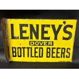 A Leney's (of Dover) Bottled Beers double sided enamel advertising sign with hanging flange by