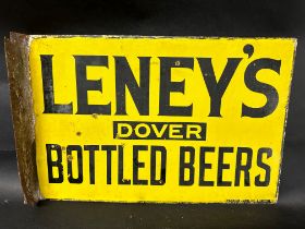 A Leney's (of Dover) Bottled Beers double sided enamel advertising sign with hanging flange by
