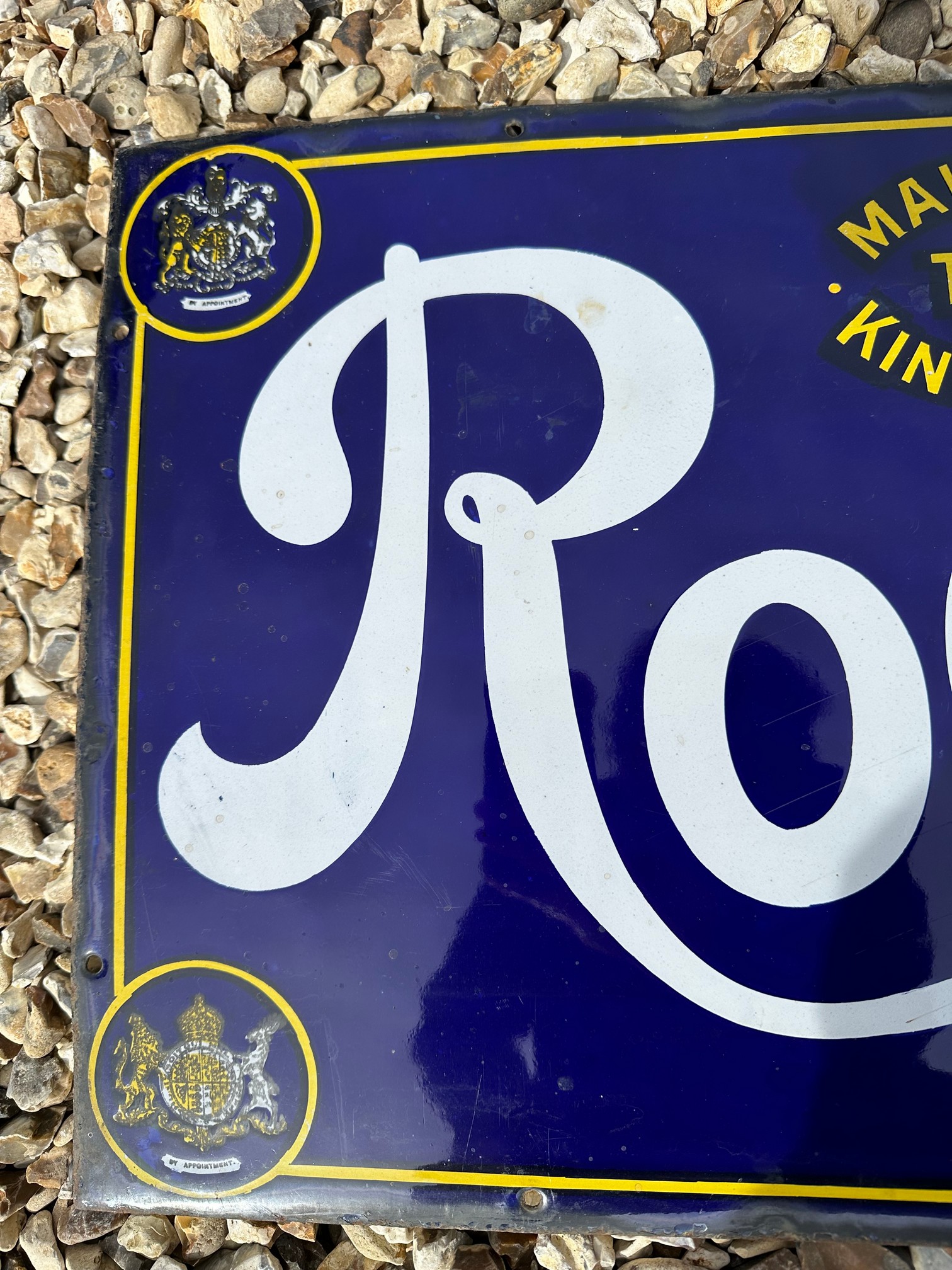 A Rowntree Elect Cocoa enamel advertising sign, 'Makers to T.M. The King & Queen, 36 x 15". - Bild 3 aus 6