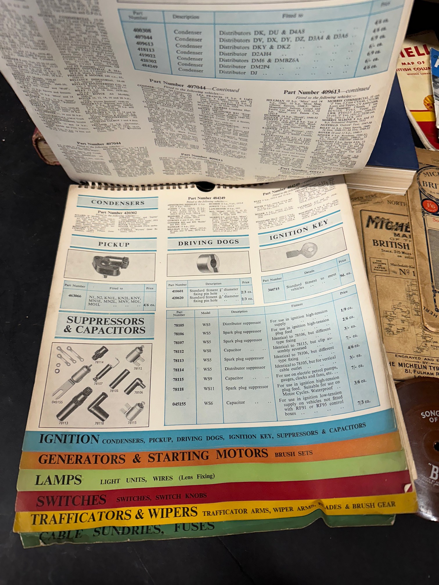 Two editions of The Dunlop Book, a 1958 RAC Guide and Handbook, a Lucas parts hanging chart, various - Image 2 of 6