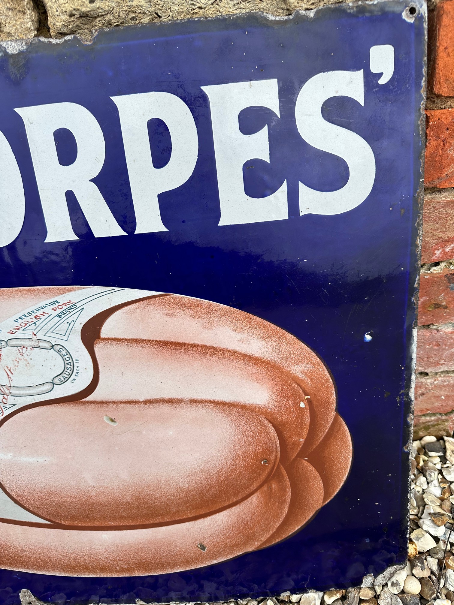 A Palethorpes' Royal Cambridge (sausages) pictorial enamel advertising sign, 36 x 24". - Image 5 of 5