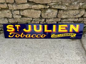 A St. Julien Tobacco 'Cool and Fragrant' enamel advertising sign, good gloss, 60 1/4 x 12".