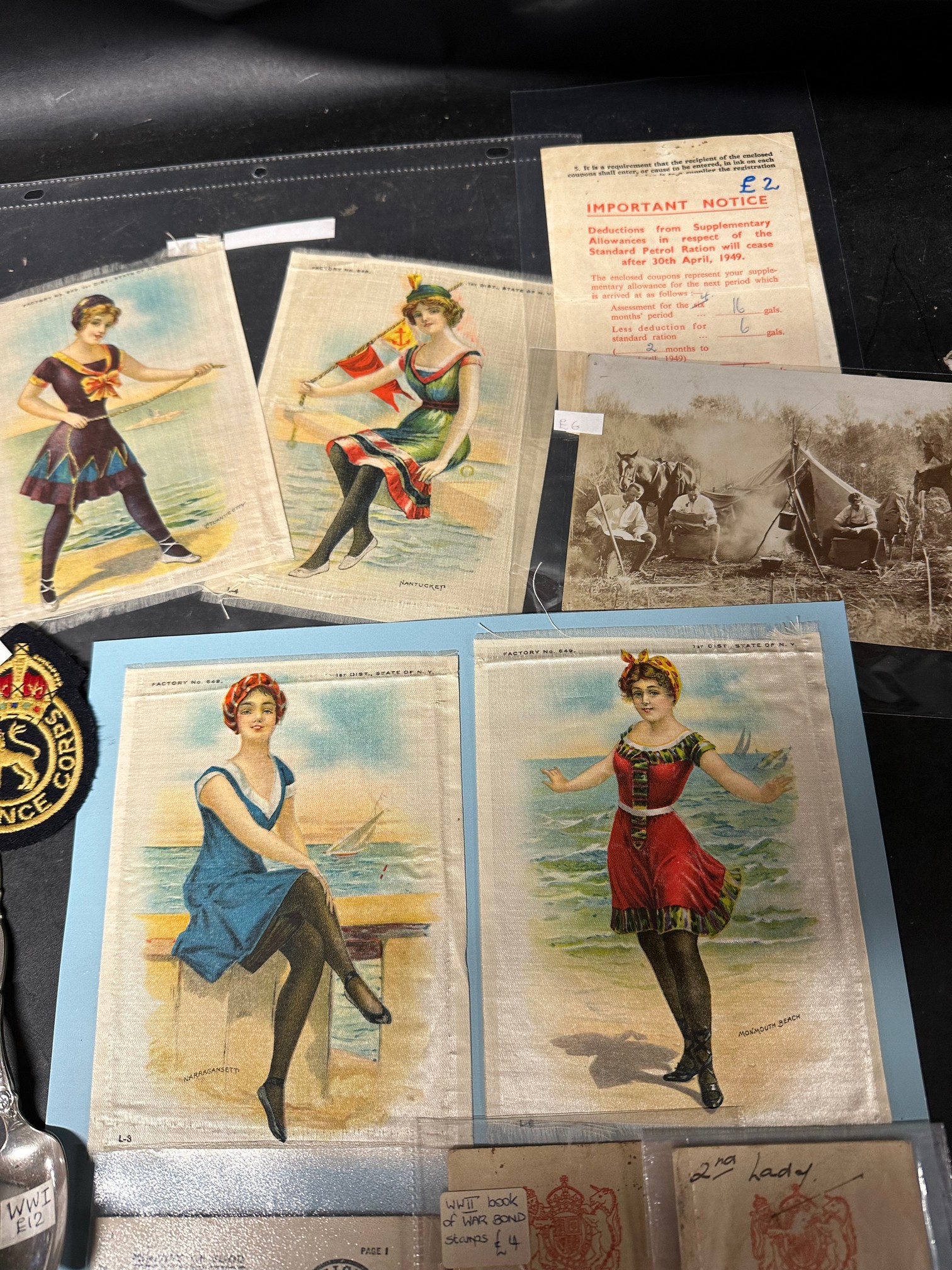 A good WWI and WWII lot including a J & G Meakin WW1 plate, four silks, savings books, a ration - Image 5 of 7