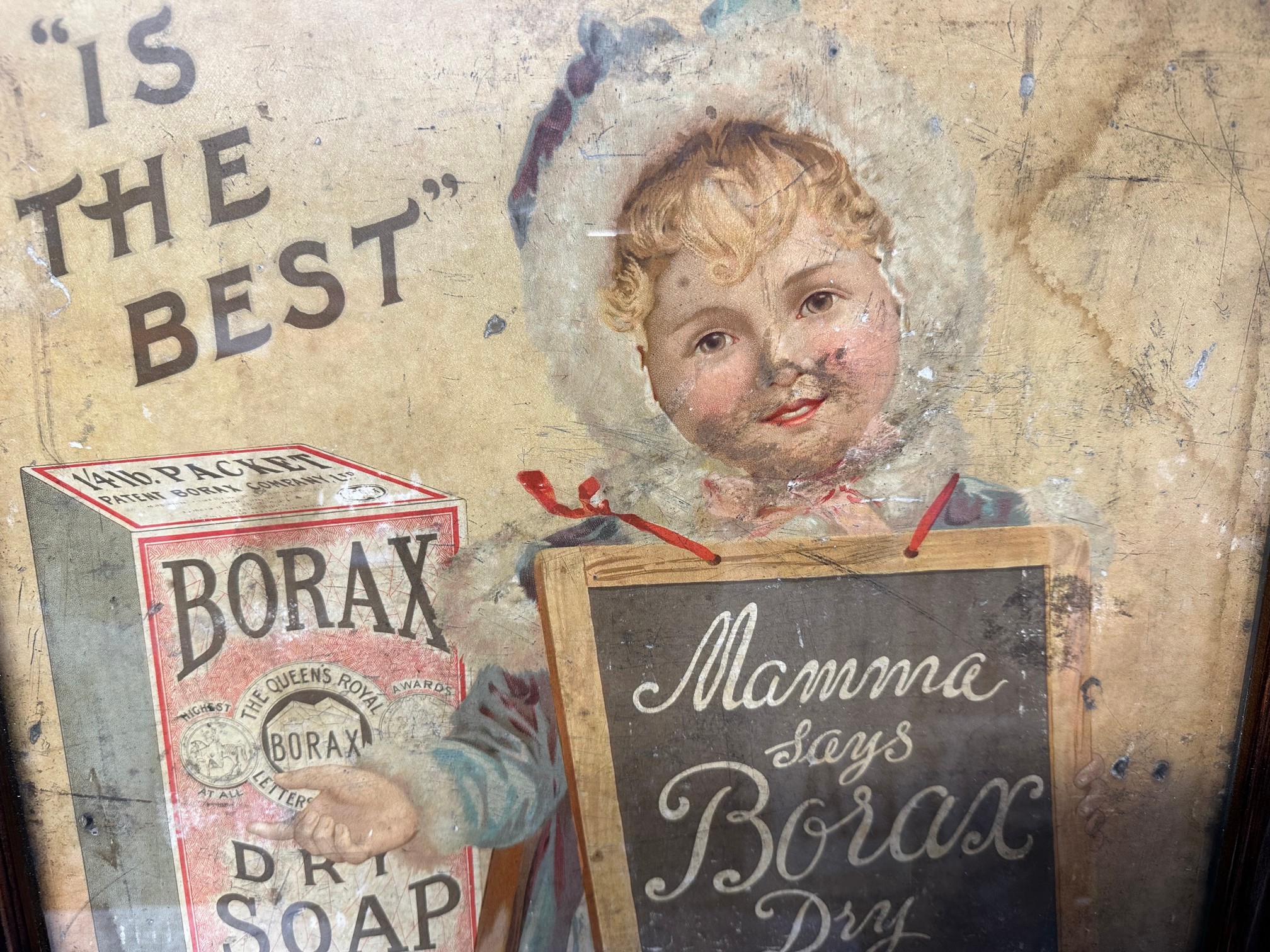 A double sided Borax Dry Soap pictorial showcard, fantastically framed to display both sides, 19 1/4 - Image 4 of 7