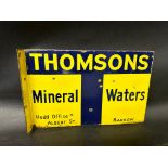 A Thomsons Mineral Waters of Albert St., Barrow double sided enamel advertising sign with hanging