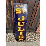 A Smoke St. Julien enamel advertising sign, 12 x 43".