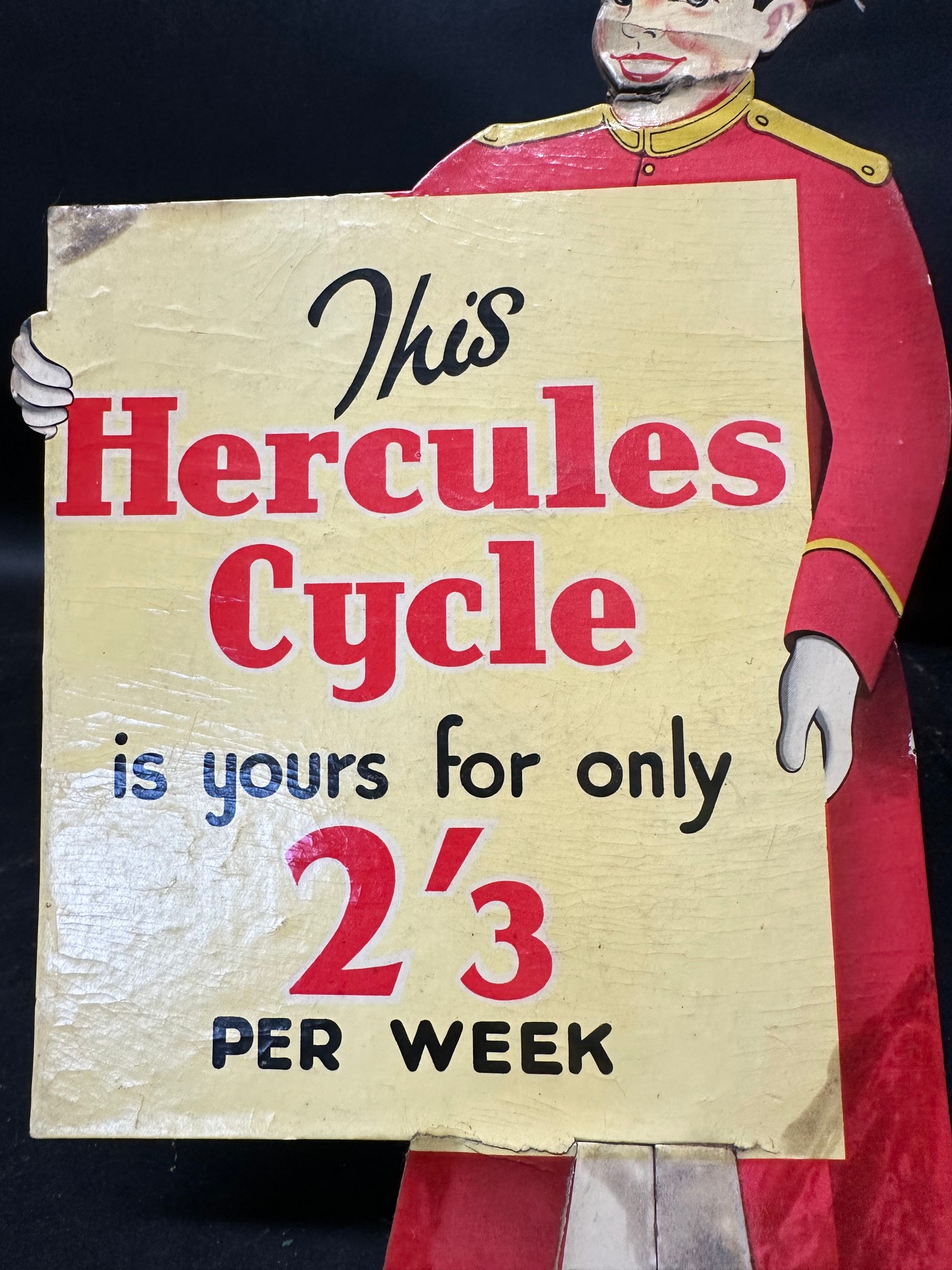 A countertop standing advertisement showcard for Hercules Cycles, 6 1/2 x 12 1/4", (optional hanging - Image 5 of 6