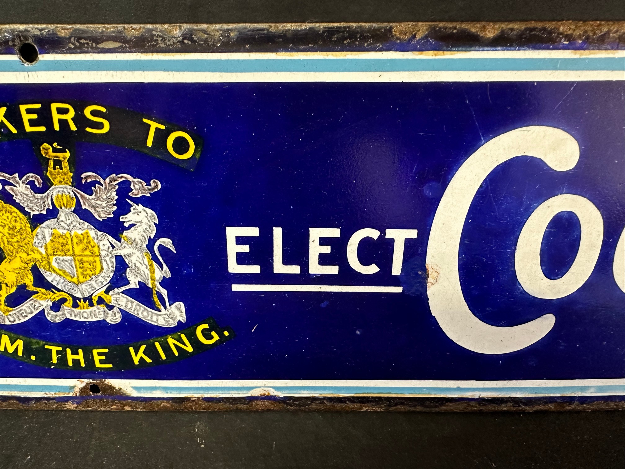 A Rowntree's Cocoa strip enamel advertising sign, 25 x 5 1/2", some professional restoration. - Image 5 of 6