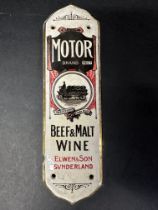 A Motor Brand Beef & Malt Wine ceramic fingerplate for Elwen & Son of Sunderland, 10 x 2 3/4".